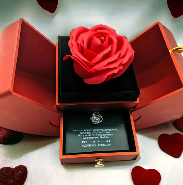FOREVER ROSE - 18K GOLD FINISH NECKLACE WITH PREMIUM HEART BOX