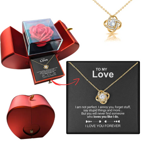 FOREVER ROSE - 18K GOLD FINISH NECKLACE WITH PREMIUM HEART BOX